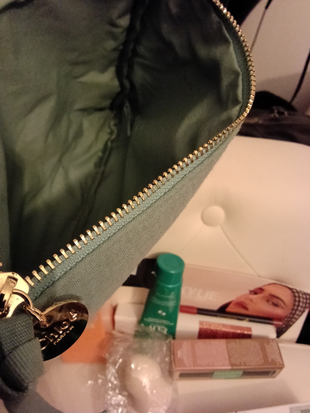 Chloe Green Canvas Cosmetic Pouch w/Cosmetics-GWP - Picture 4 of 5